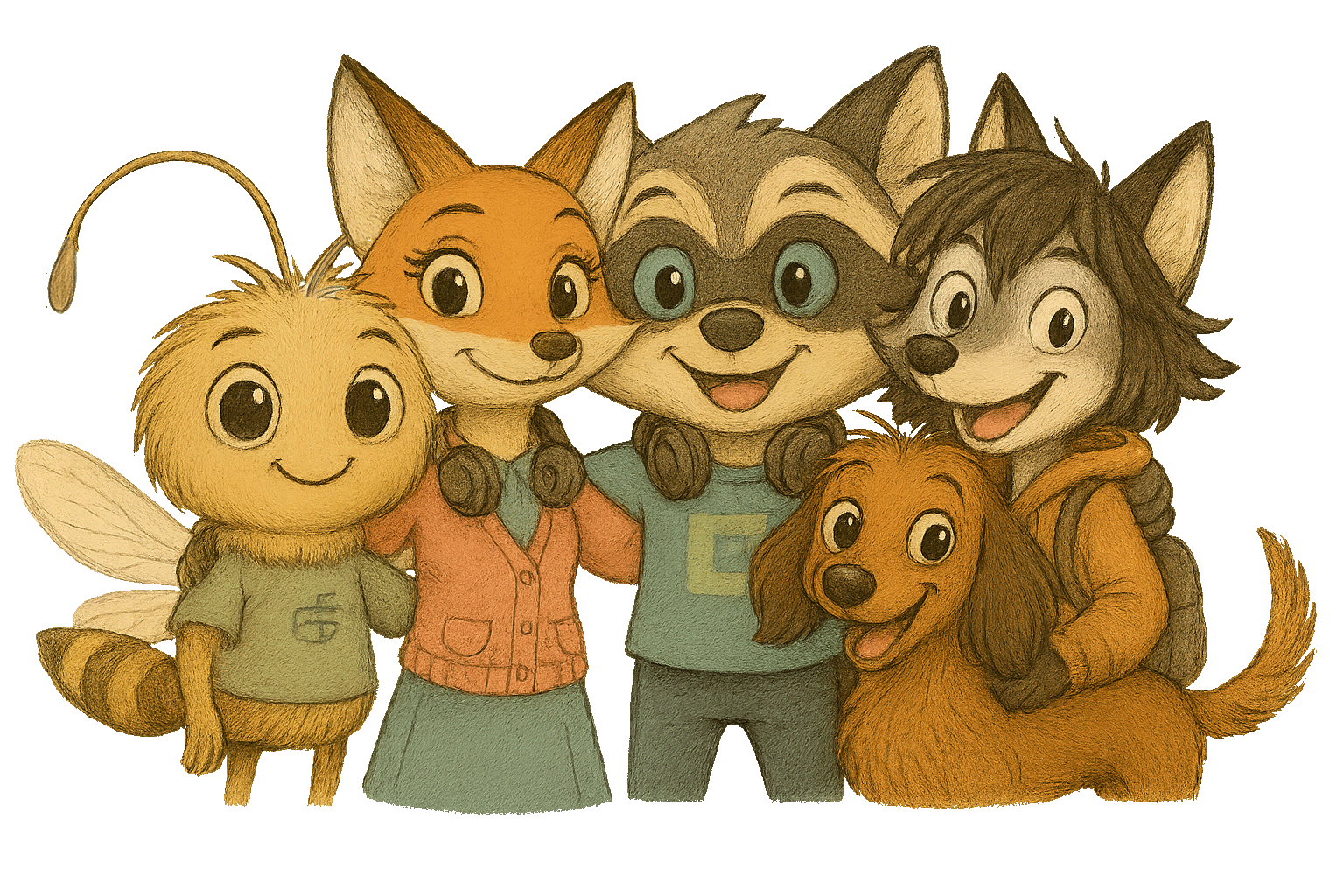 The Awkward Critters standing together.